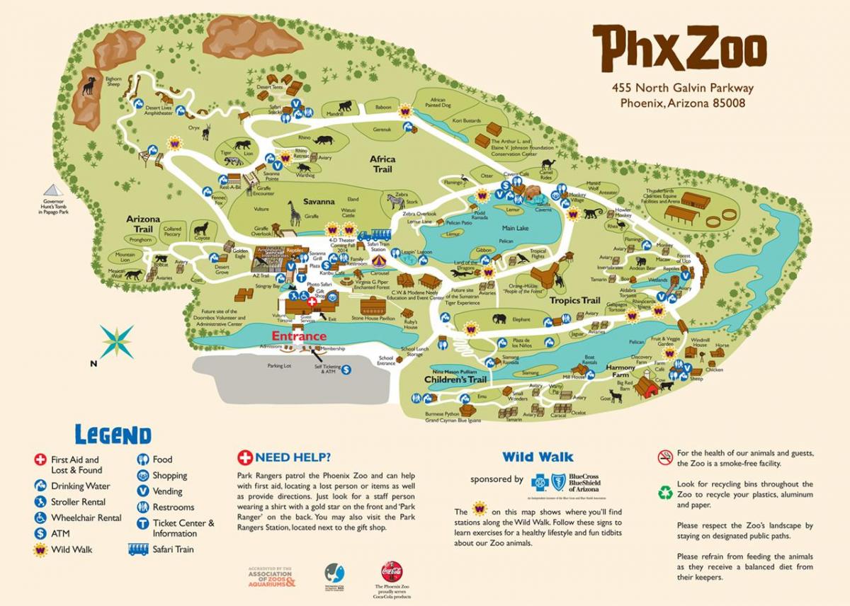 mapa do jardim Zoológico de Phoenix