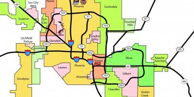 Phoenix metro mapa da área