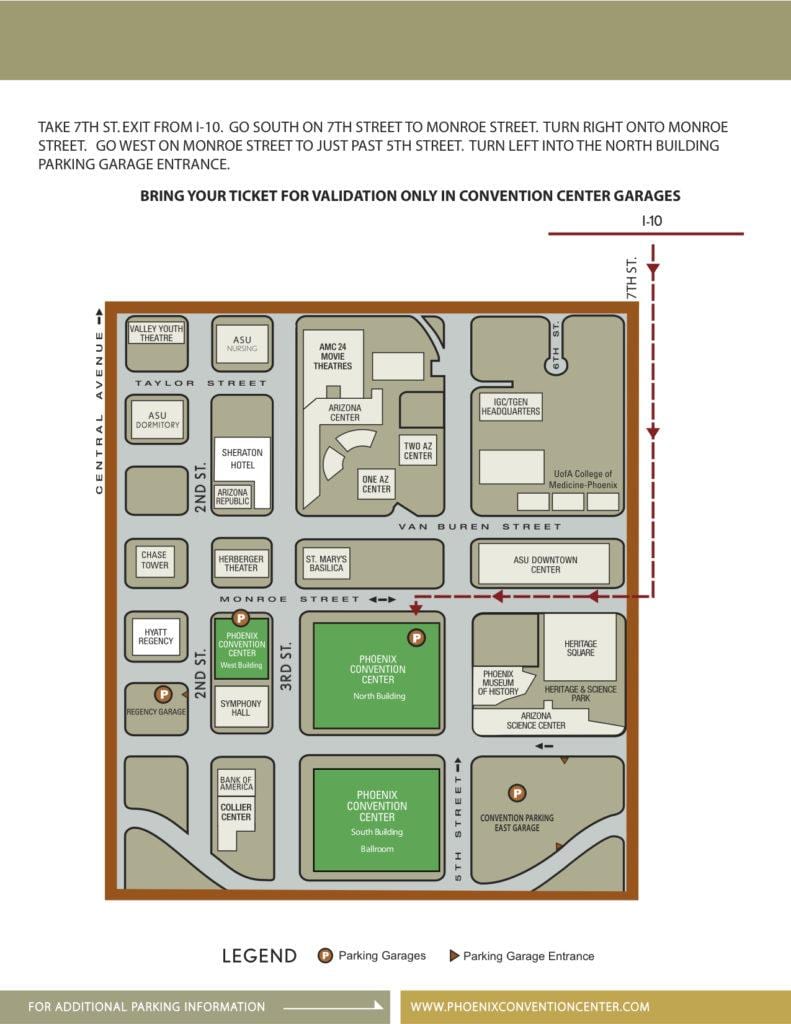 mapa do centro de convenções de Phoenix