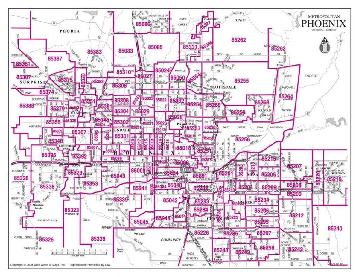 cidade de Phoenix, cep mapa