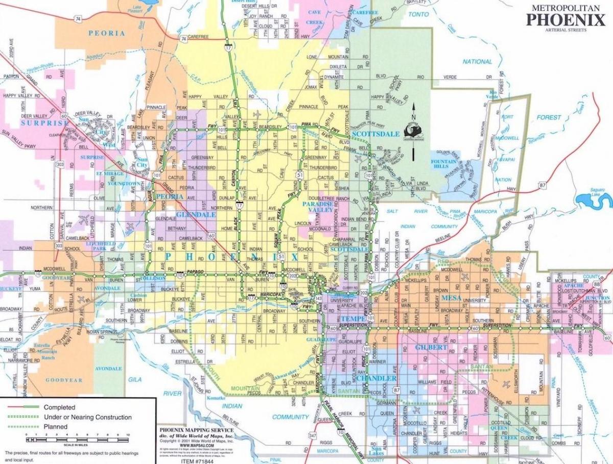 Cidade de Phoenix Arizona mapa