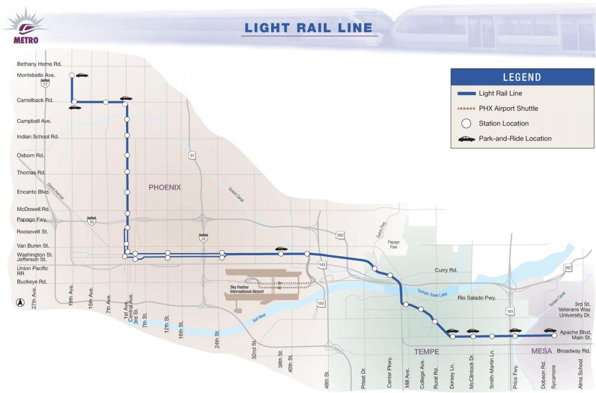 Phoenix light rail mapa de 2016