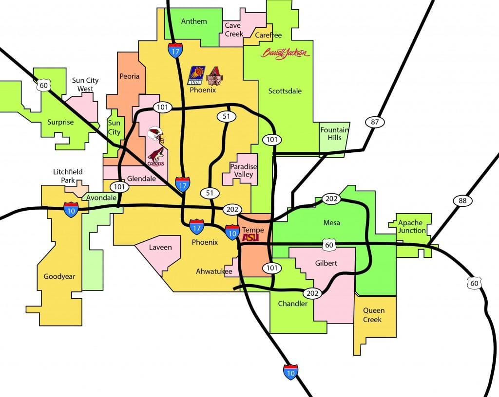 Phoenix metro mapa da área