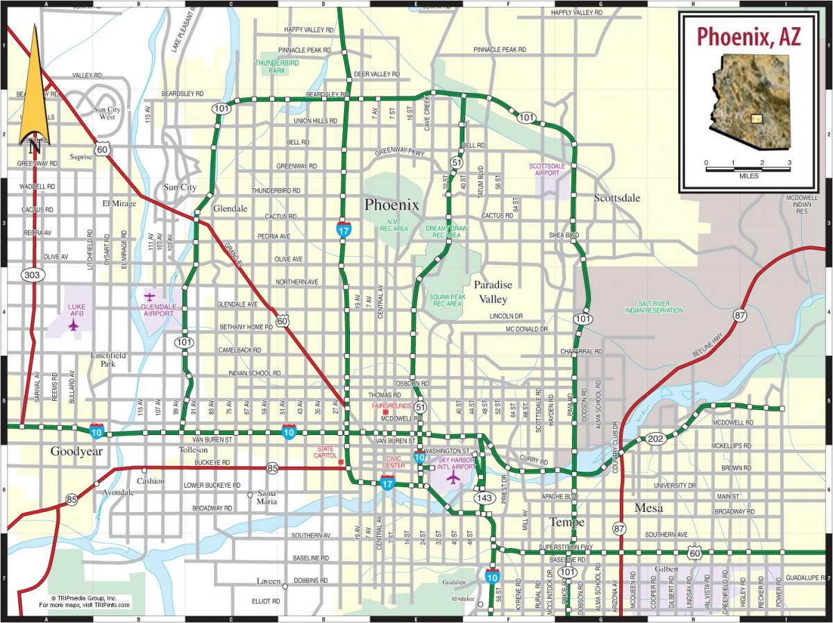 mapa de Phoenix, az área