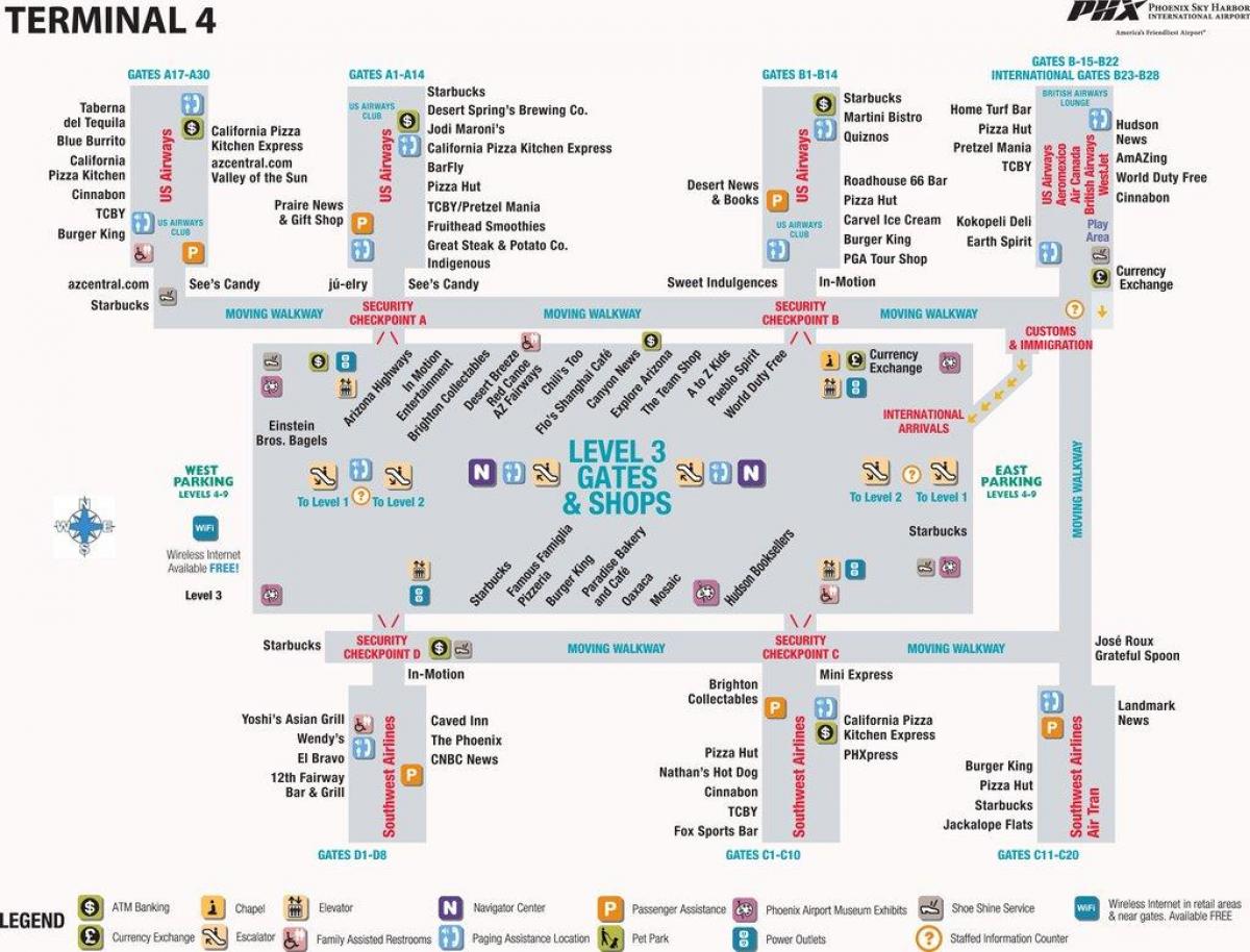 Mapa do aeroporto de Phoenix terminal 4