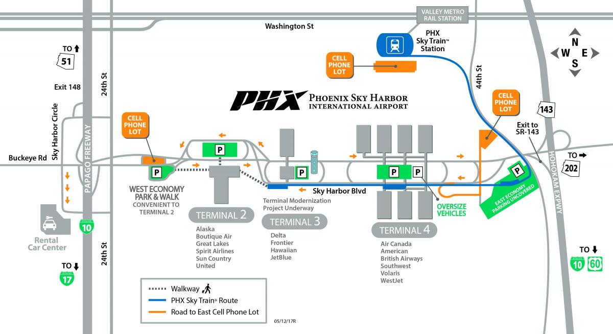 Phoenix internacional aeroporto mapa