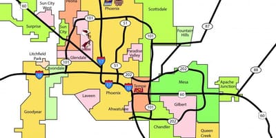 Phoenix metro mapa da área